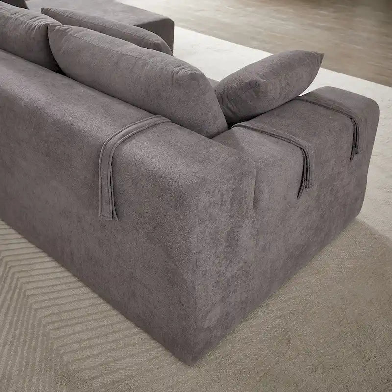 108 Chenille Modular L-Shaped Sectional Sofa with 6 Pillows, Reversible Chaise