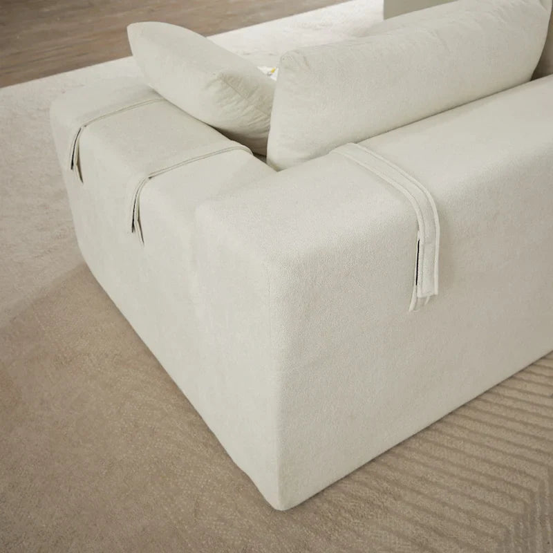108 Chenille Modular L-Shaped Sectional Sofa with 6 Pillows, Reversible Chaise