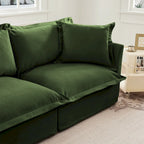 120 U-Shaped Chenille Sectional Sofa with 3-Seater and French Edge Pillows & Cloud Cushions
