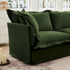 120 U-Shaped Chenille Sectional Sofa with 3-Seater and French Edge Pillows & Cloud Cushions