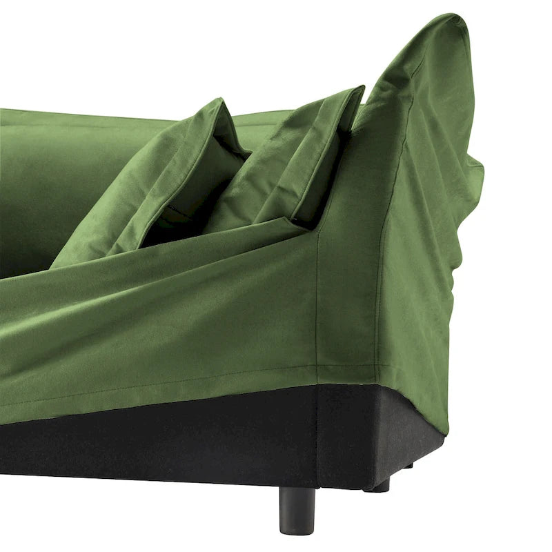 120 U-Shaped Chenille Sectional Sofa with 3-Seater and French Edge Pillows & Cloud Cushions
