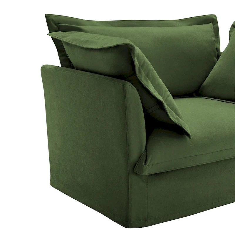 120 U-Shaped Chenille Sectional Sofa with 3-Seater and French Edge Pillows & Cloud Cushions