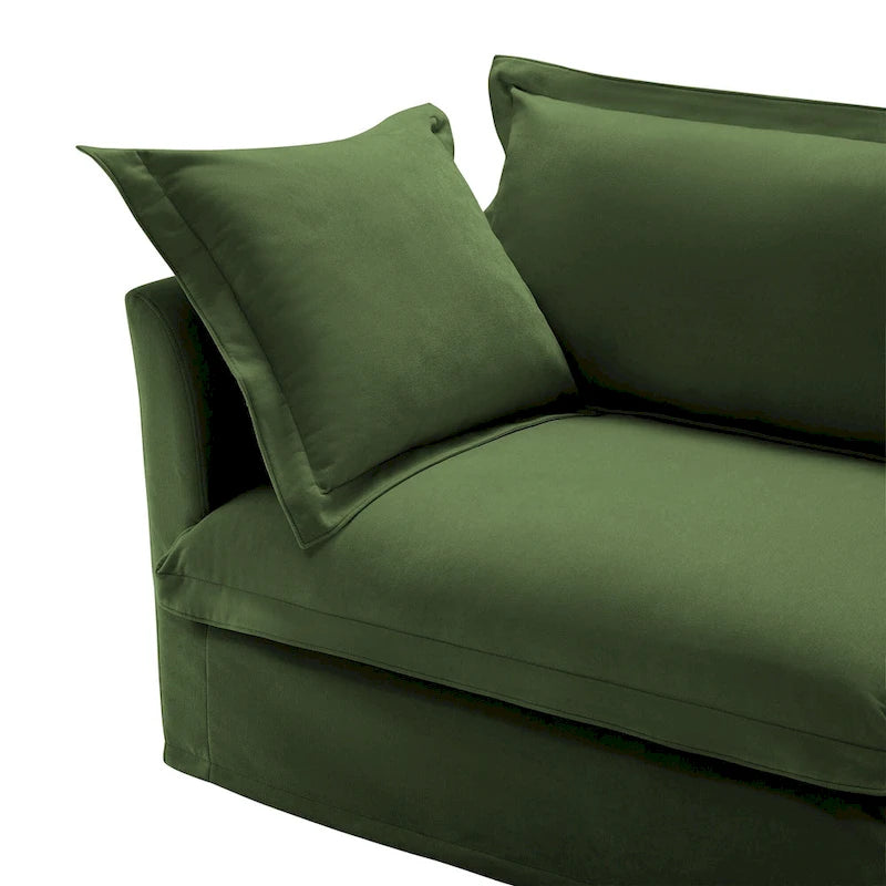 120 U-Shaped Chenille Sectional Sofa with 3-Seater and French Edge Pillows & Cloud Cushions