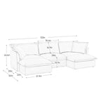 120 U-Shaped Chenille Sectional Sofa with 3-Seater and French Edge Pillows & Cloud Cushions