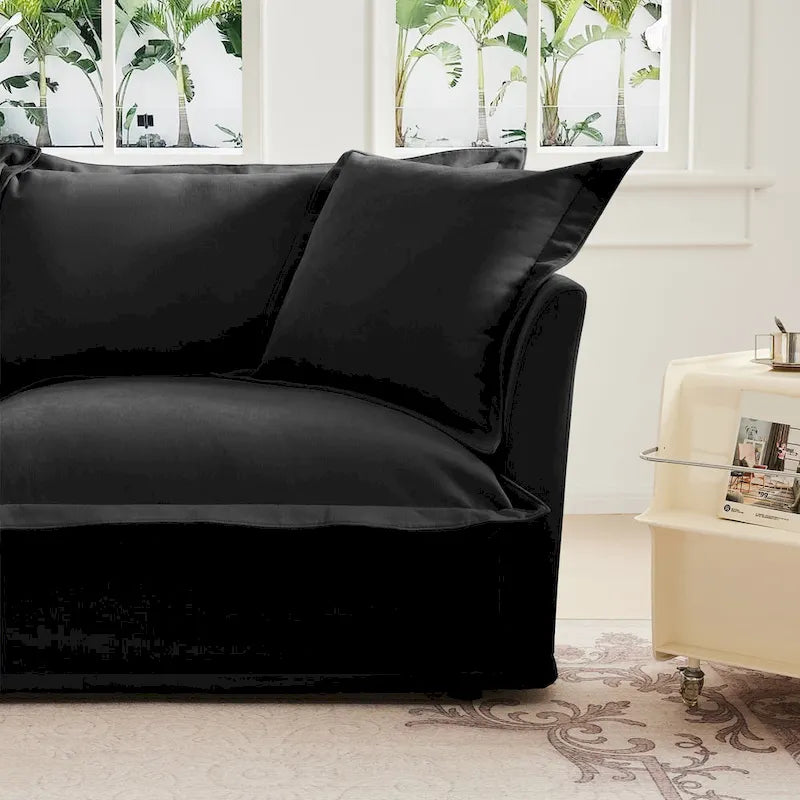 120 U-Shaped Chenille Sectional Sofa with 3-Seater and French Edge Pillows & Cloud Cushions