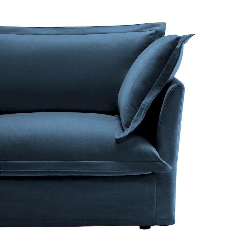 120 U-Shaped Chenille Sectional Sofa with 3-Seater and French Edge Pillows & Cloud Cushions