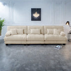 133.8 Chenille 4-Seat Sofa with Round Bolster Armrests, Deep Seat Cushions for Living Room