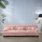 133.8 Chenille 4-Seat Sofa with Round Bolster Armrests, Deep Seat Cushions for Living Room