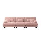133.8 Chenille 4-Seat Sofa with Round Bolster Armrests, Deep Seat Cushions for Living Room