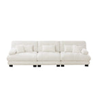 133.8 Chenille 4-Seat Sofa with Round Bolster Armrests, Deep Seat Cushions for Living Room
