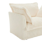 120 Corduroy L-Shaped 3-Seater Sectional with Convertible Ottoman, Removable Slipcover and Cloud-Like Cushions