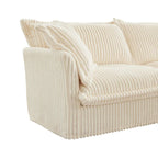 120 Corduroy L-Shaped 3-Seater Sectional with Convertible Ottoman, Removable Slipcover and Cloud-Like Cushions