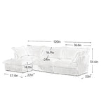 120 Corduroy L-Shaped 3-Seater Sectional with Convertible Ottoman, Removable Slipcover and Cloud-Like Cushions
