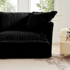 120 Corduroy L-Shaped 3-Seater Sectional with Convertible Ottoman, Removable Slipcover and Cloud-Like Cushions