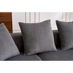 101.6 Corduroy L-Shaped Sectional Sofa with Chaise Lounge and 4 Pillows