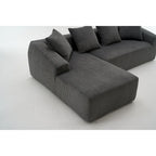 101.6 Corduroy L-Shaped Sectional Sofa with Chaise Lounge and 4 Pillows