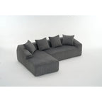 101.6 Corduroy L-Shaped Sectional Sofa with Chaise Lounge and 4 Pillows