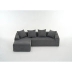 101.6 Corduroy L-Shaped Sectional Sofa with Chaise Lounge and 4 Pillows