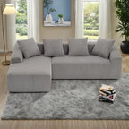 101.6 Corduroy L-Shaped Sectional Sofa with Chaise Lounge and 4 Pillows