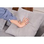 101.6 Corduroy L-Shaped Sectional Sofa with Chaise Lounge and 4 Pillows