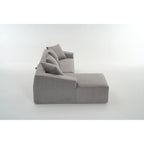 101.6 Corduroy L-Shaped Sectional Sofa with Chaise Lounge and 4 Pillows