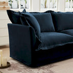 120 Chenille 3-Seater Sofa Set with 3 Ottomans, Sleeper Function & Removable Slipcovers