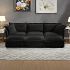 120 Chenille 3-Seater Sofa Set with 3 Ottomans, Sleeper Function & Removable Slipcovers