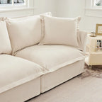 120 Chenille 3-Seater Sofa Set with 3 Ottomans, Sleeper Function & Removable Slipcovers