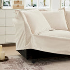 120 Chenille 3-Seater Sofa Set with 3 Ottomans, Sleeper Function & Removable Slipcovers