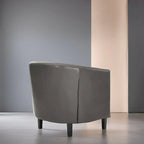 Accent Chair, Button Tufted Faux Leather Barrel Chair, Midcentury Modern Accent Chair, Comfy Armchair, Tub Barrel Chairs