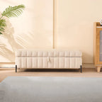 49.21Wide Velvet Storage Soft Bench for Living Room, Entryway and Bedroom