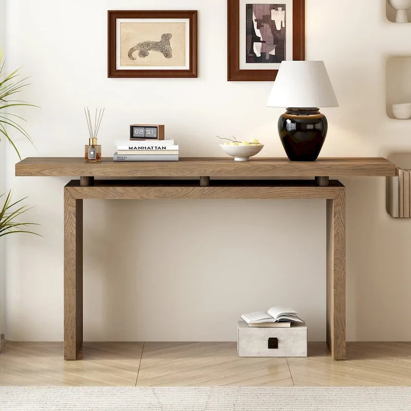 Ash Veneer Console Table, Modern Simple Style, Featuring Clever Tabletop Design, Suitable for Entryway, Hallway