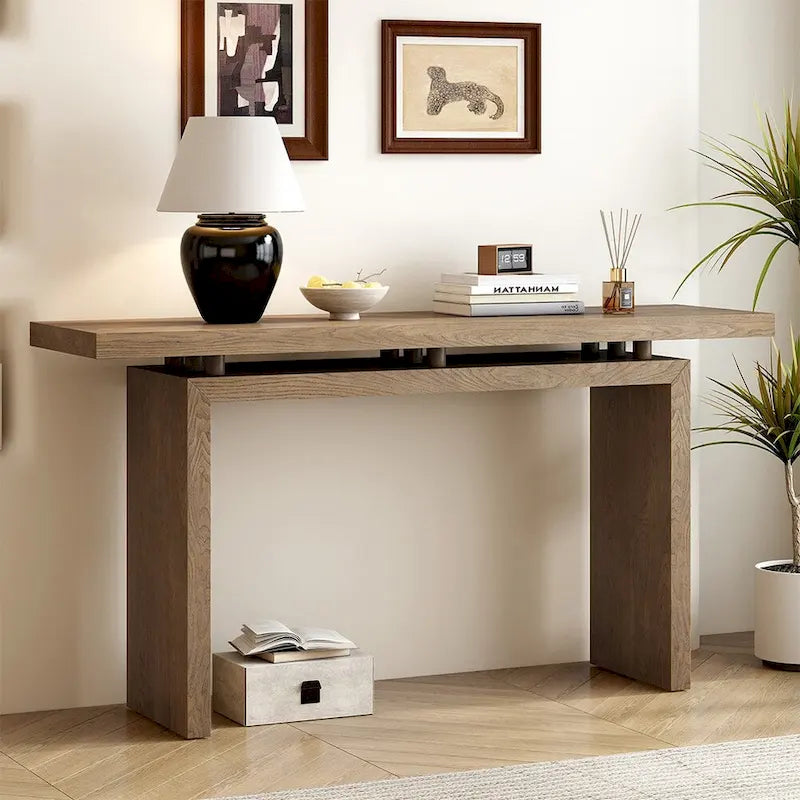 Ash Veneer Console Table, Modern Simple Style, Featuring Clever Tabletop Design, Suitable for Entryway, Hallway