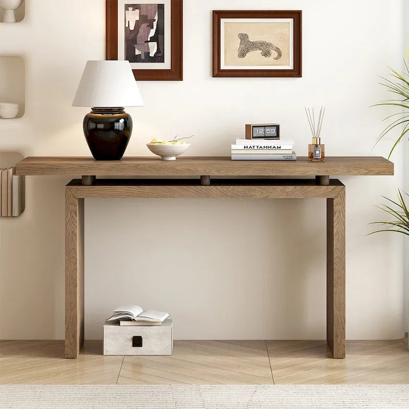 Ash Veneer Console Table, Modern Simple Style, Featuring Clever Tabletop Design, Suitable for Entryway, Hallway