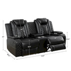 Modern 3-Piece Leather Recliner Sofa Set with LED, Wireless Charging
