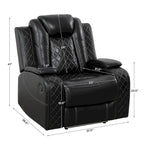 Modern 3-Piece Leather Recliner Sofa Set with LED, Wireless Charging