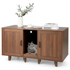 Gymax Cat Litter Box Enclosure Hidden Cat Washroom w/ 2 Doors