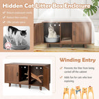 Gymax Cat Litter Box Enclosure Hidden Cat Washroom w/ 2 Doors
