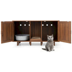 Gymax Cat Litter Box Enclosure Hidden Cat Washroom w/ 2 Doors