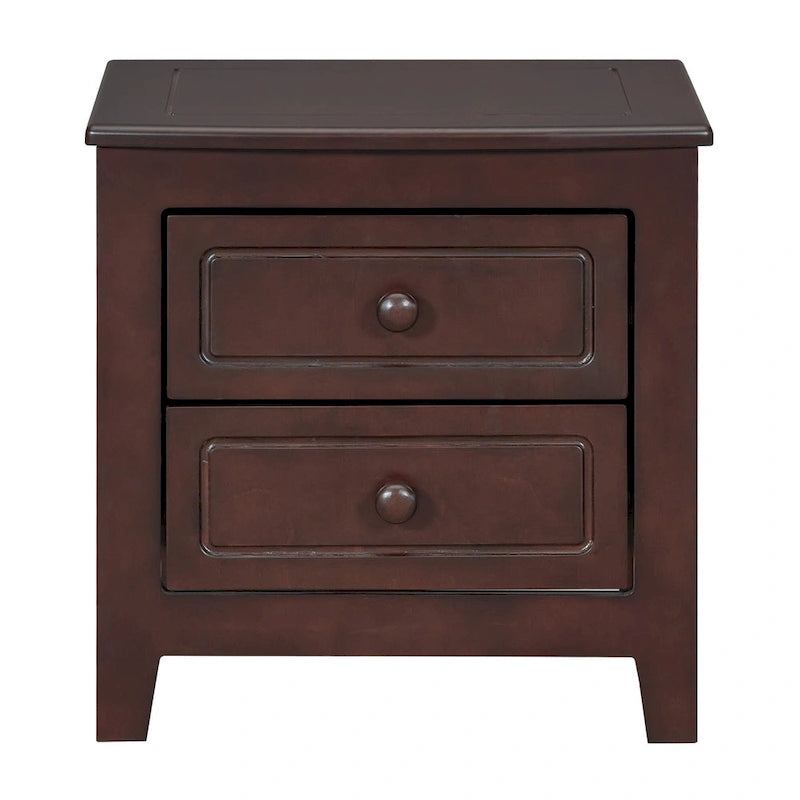 Roomfitters 2-Drawer Nightstand for Bedroom, Mid-Century Retro Bedside Table with Classic Design