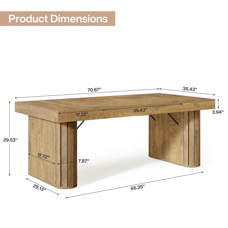 70.9 Executive Desk, Farmhouse Computer Desk, Large Workstation for Home Office, Brown