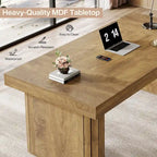 70.9 Executive Desk, Farmhouse Computer Desk, Large Workstation for Home Office, Brown