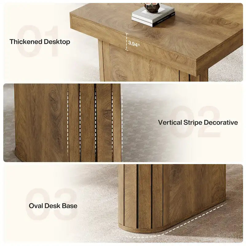 70.9 Executive Desk, Farmhouse Computer Desk, Large Workstation for Home Office, Brown