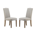 Arched Back With Nail Head Wooden Dining Chairs 39.5 Gray Brown 2Ct