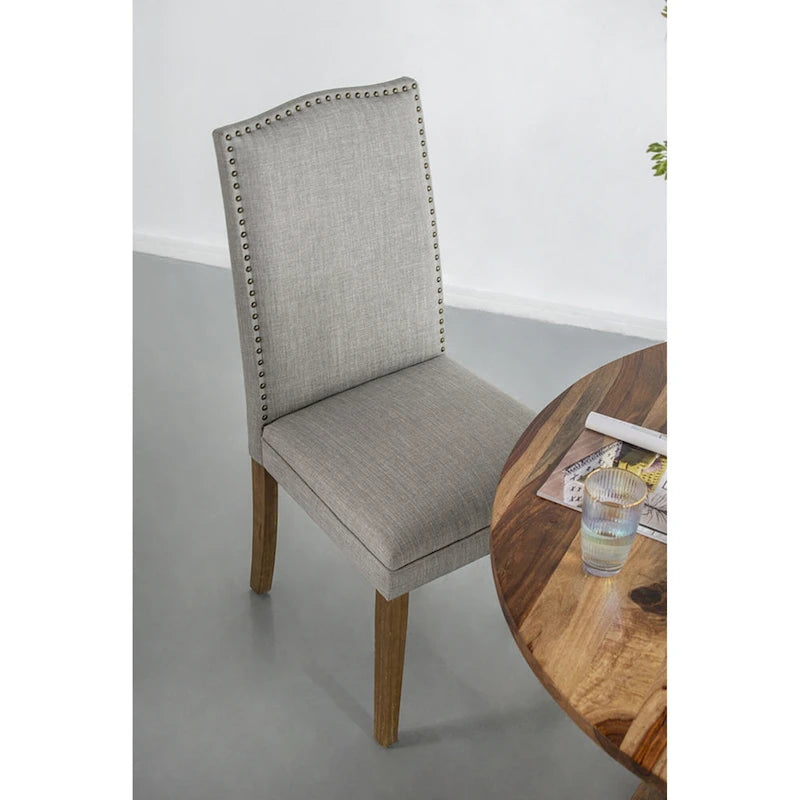 Arched Back With Nail Head Wooden Dining Chairs 39.5 Gray Brown 2Ct