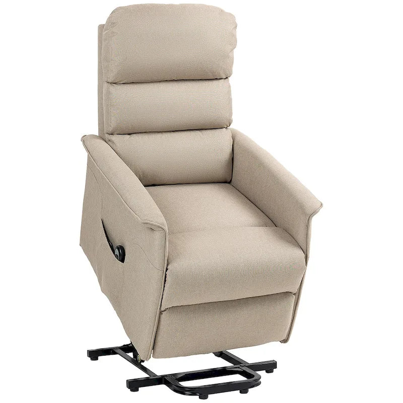 Electric Lift Recliner Chair for Seniors Adjustable Fabric Reclining Sofa with Remote and Side Pockets