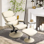 360 Swivel PU Leather Recliner Adjustable Lounge Chair High Back Armchair with Ottoman and Thick Foam Padding
