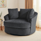 DREAMSIDEA Recessed Arm Slipcovered Swivel Barrel Chair