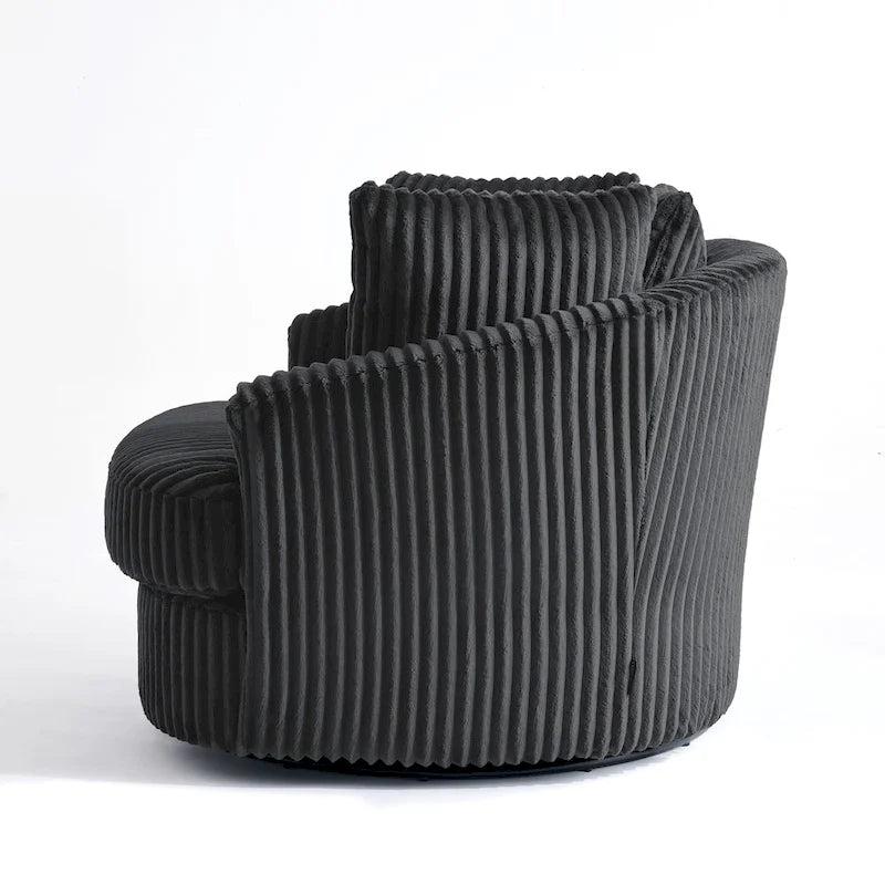 DREAMSIDEA Recessed Arm Slipcovered Swivel Barrel Chair