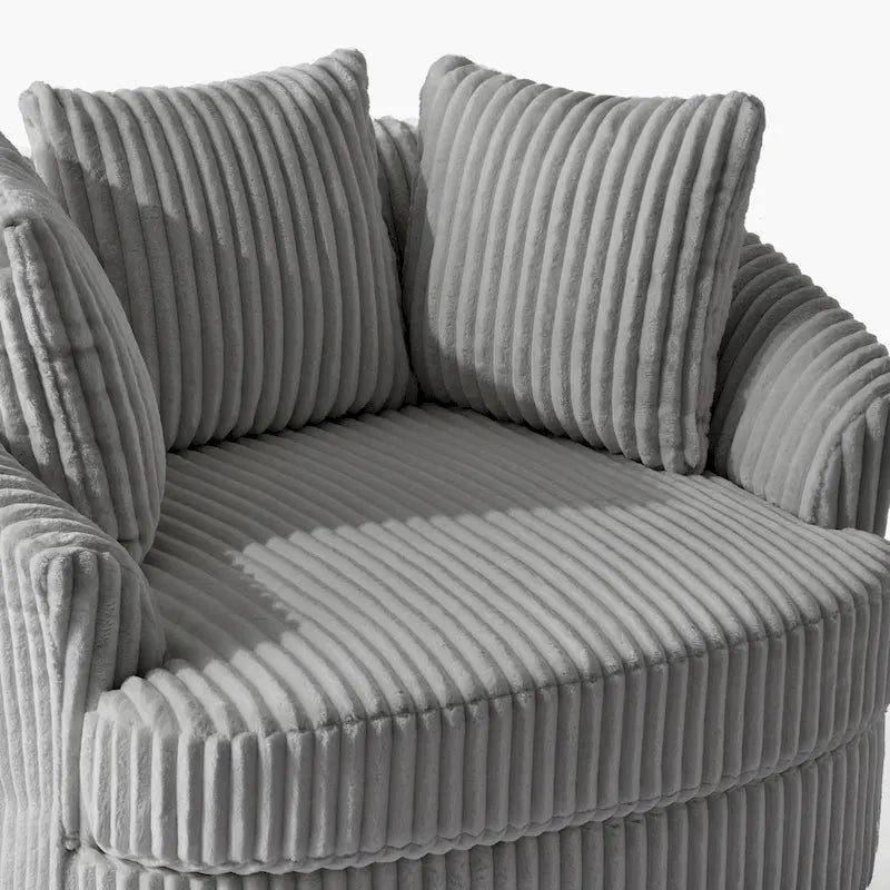 DREAMSIDEA Recessed Arm Slipcovered Swivel Barrel Chair